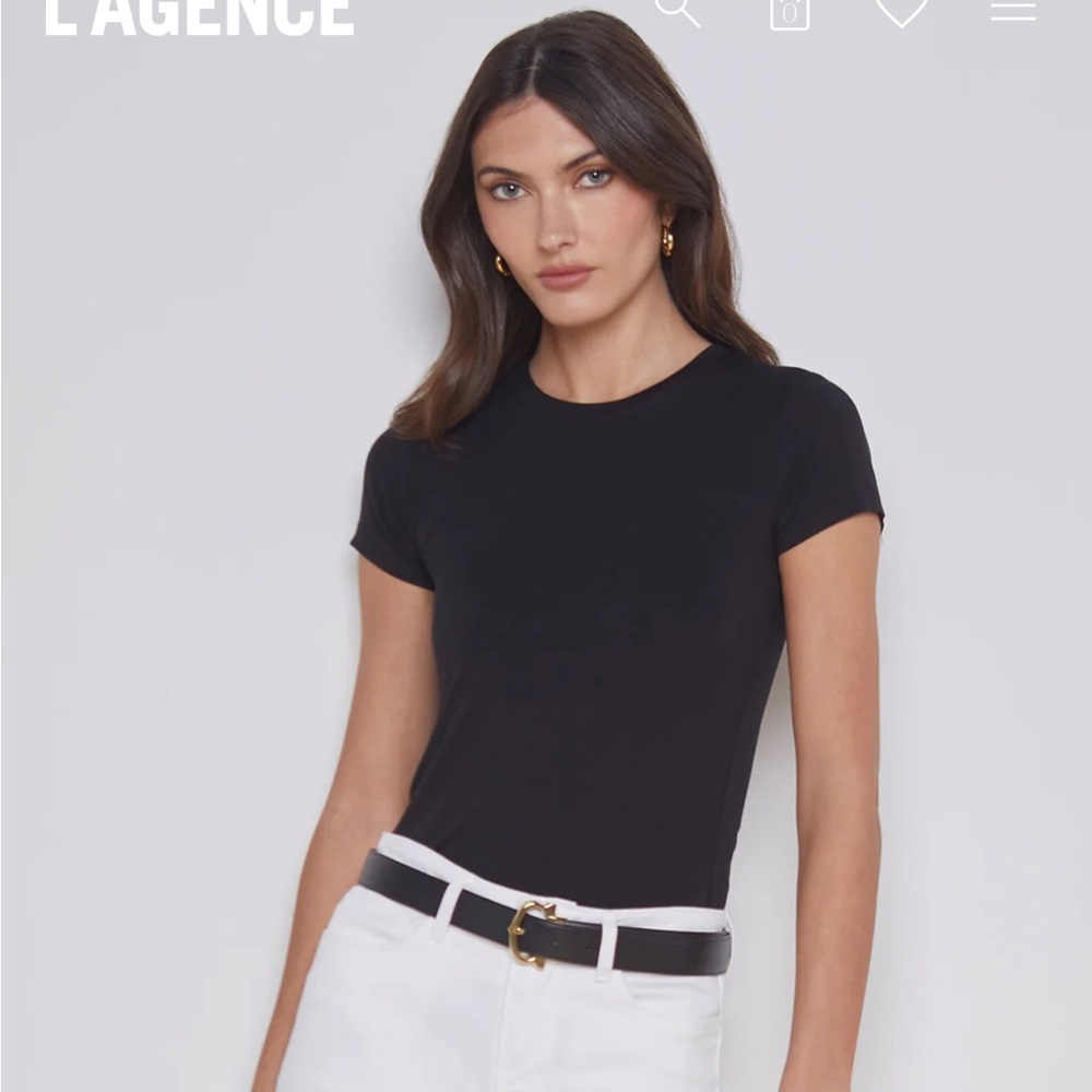 L’Agence Ressi Black Short Sleeve Top Tee T-shirt